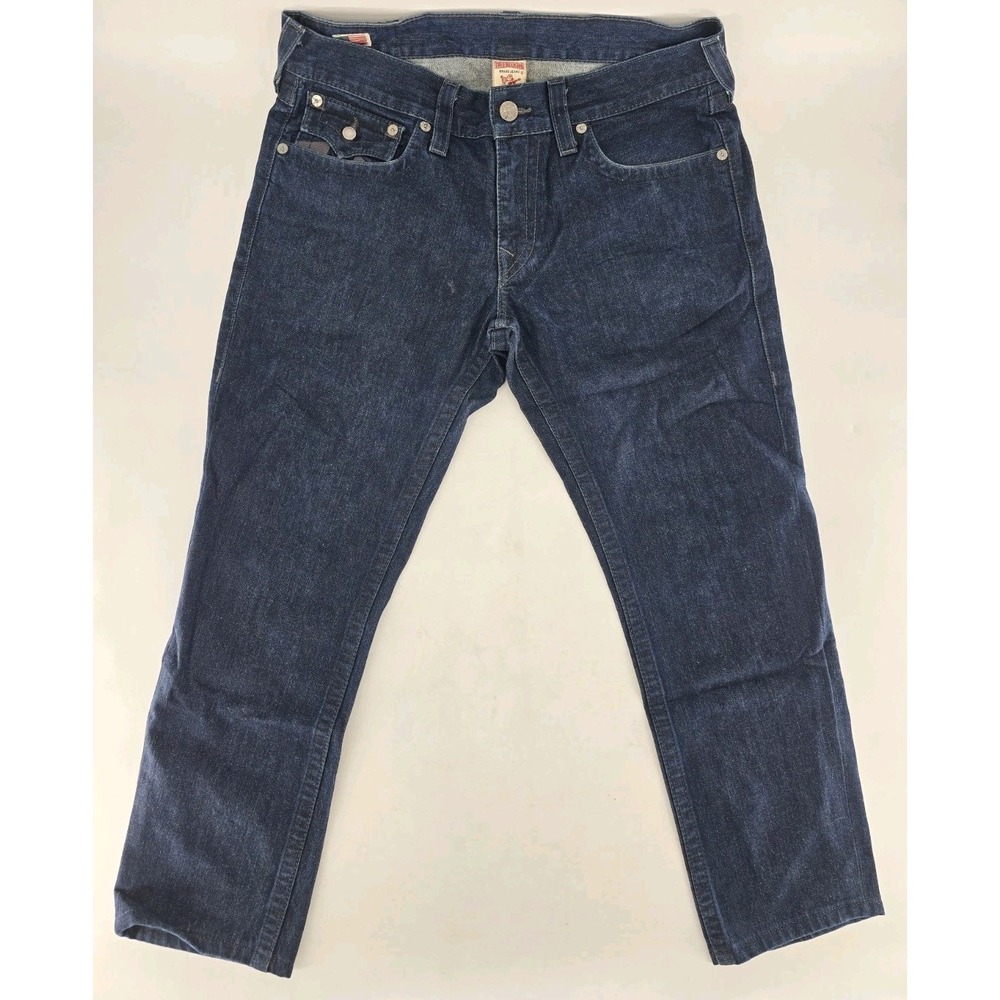 Y2K True Religion Straight Flap Jeans 34X29 USA Dark Wash World Tour Ricky